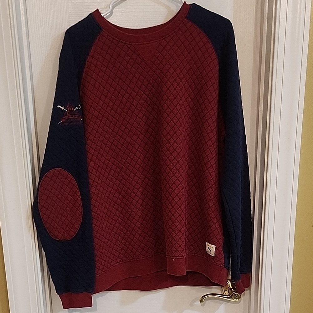 Red and Navy Quilted Sweatshirt